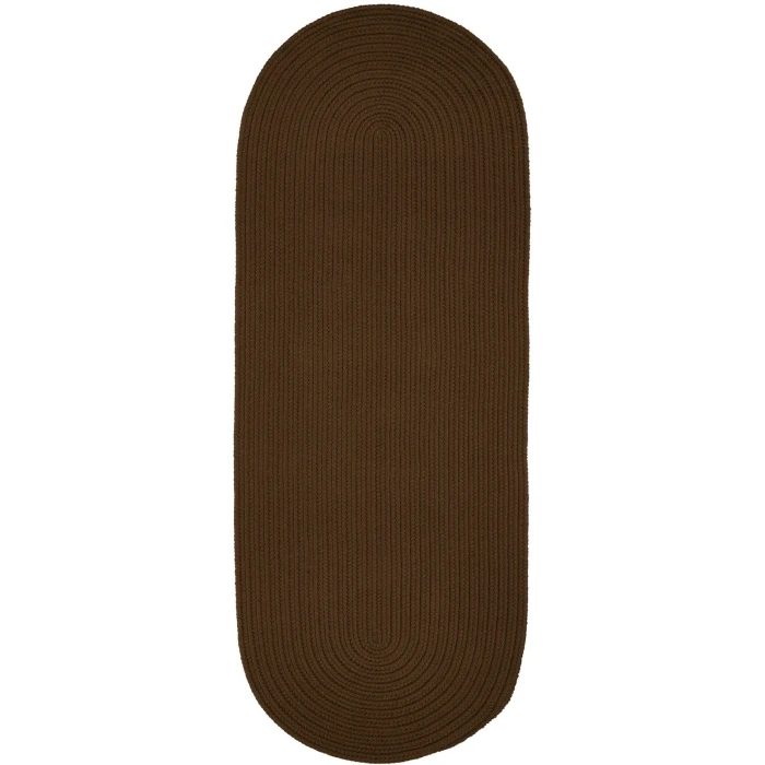 Rhody Solid Poly Lt. Brown S025 2 ft. X 8 ft. Oval Runner Rug