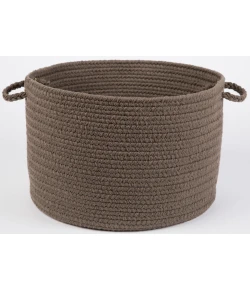 Rhody Solid Poly Dark Taupe S026 18 in. X 12 in. Basket Braided Rug