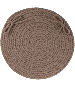 Rhody Solid Poly Dark Taupe S026 15 in. X 15 in. Chair Pad Set-of-4 Braided Rug