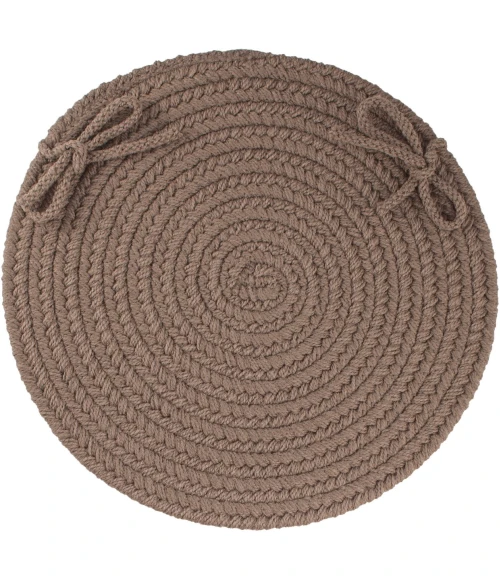 Rhody Solid Poly Dark Taupe S026 15 in. X 15 in. Chair Pad Set-of-4 Rug