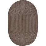 Rhody Solid Poly Dark Taupe S026 10 ft. X 13 ft. Oval Braided Rug