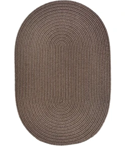 Rhody Solid Poly Dark Taupe S026 10 ft. X 13 ft. Oval Braided Rug