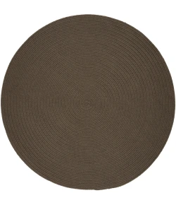 Rhody Solid Poly Dark Taupe S026 8 ft. X 8 ft. Round Braided Rug