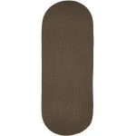 Rhody Solid Poly Dark Taupe S026 2 ft. X 4 ft. Oval Runner Braided Rug