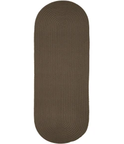 Rhody Solid Poly Dark Taupe S026 2 ft. X 8 ft. Oval Runner Braided Rug