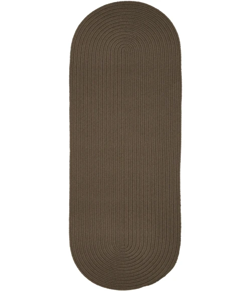 Rhody Solid Poly Dark Taupe S026 2 ft. X 8 ft. Oval Runner Rug