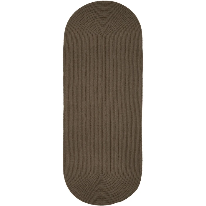 Rhody Solid Poly Dark Taupe S026 2 ft. X 4 ft. Oval Runner Rug