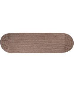 Rhody Solid Poly Dark Taupe S026 8 in. X 28 in. Stair Tread Braided Rug