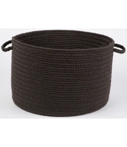 Rhody Solid Poly Brown Velvet S027 18 in. X 12 in. Basket Braided Rug