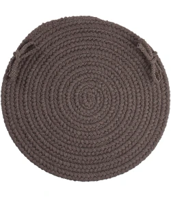 Rhody Solid Poly Brown Velvet S027 15 in. X 15 in. Chair Pad Braided Rug