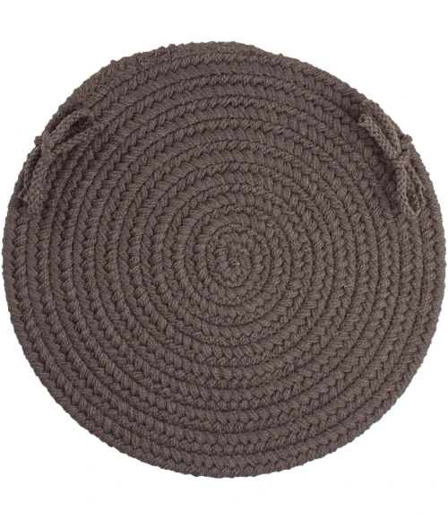 Rhody Solid Poly Brown Velvet S027 15 in. X 15 in. Chair Pad Rug