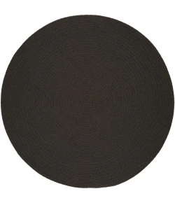Rhody Solid Poly Brown Velvet S027 4 ft. X 4 ft. Round Braided Rug