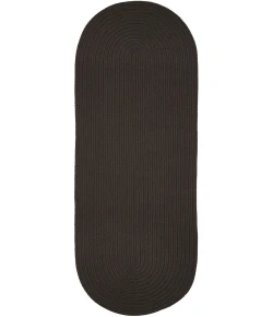 Rhody Solid Poly Brown Velvet S027 2 ft. X 4 ft. Oval Runner Braided Rug