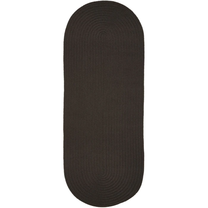Rhody Solid Poly Brown Velvet S027 2 ft. X 6 ft. Oval Runner Rug