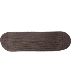 Rhody Solid Poly Brown Velvet S027 8 in. X 28 in. Stair Tread Braided Rug
