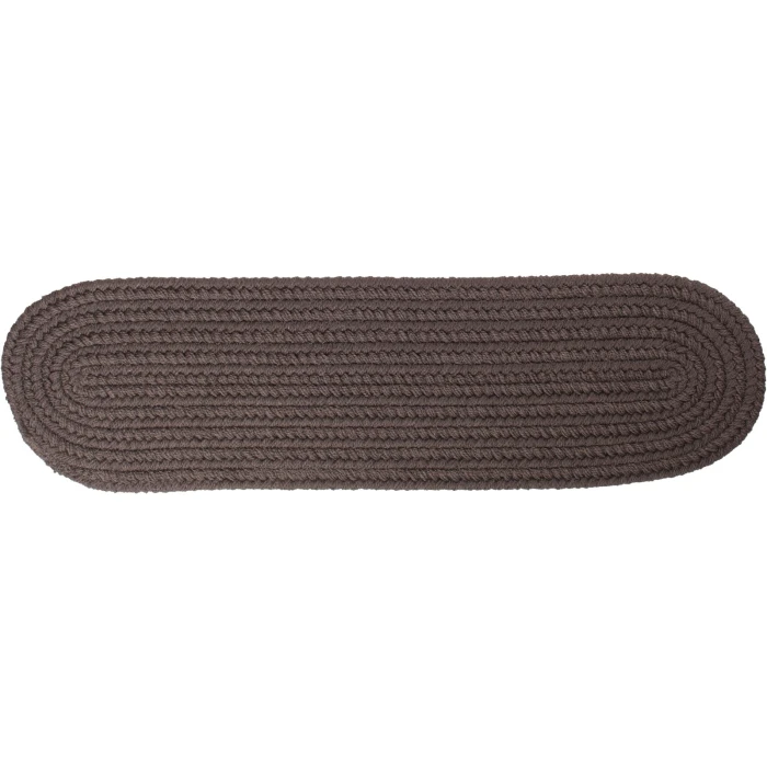 Rhody Solid Poly Brown Velvet S027 8 in. X 28 in. Stair Tread Set-of-13 Rug