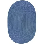 Rhody Solid Poly Marina Blue S028 10 ft. X 13 ft. Oval Braided Rug