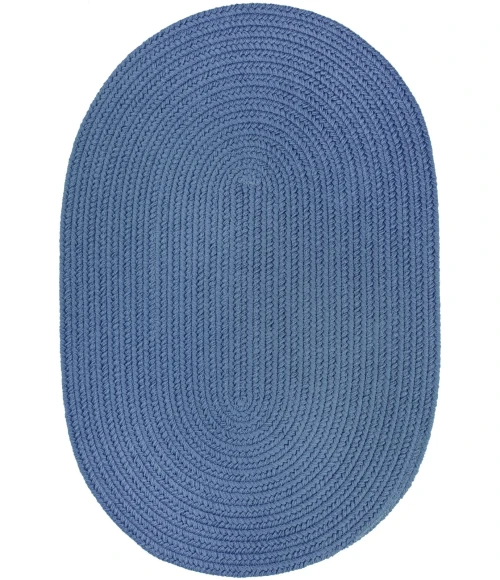 Rhody Solid Poly Marina Blue S028 4 ft. X 6 ft. Oval Rug