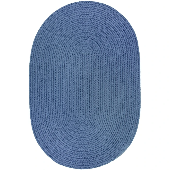 Rhody Solid Poly Marina Blue S028 4 ft. X 6 ft. Oval Rug