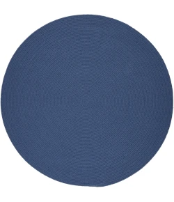 Rhody Solid Poly Marina Blue S028 4 ft. X 4 ft. Round Braided Rug