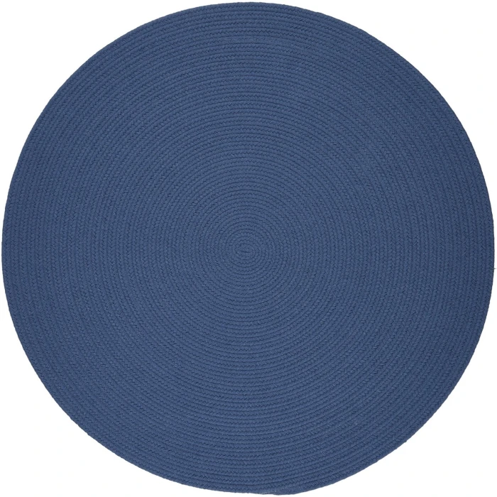 Rhody Solid Poly Marina Blue S028 4 ft. X 4 ft. Round Rug
