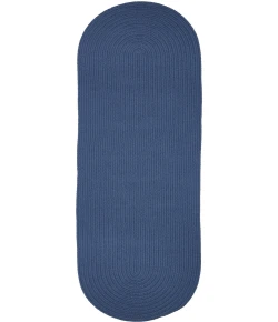 Rhody Solid Poly Marina Blue S028 2 ft. X 4 ft. Oval Runner Braided Rug