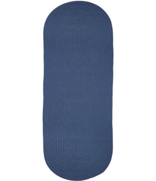 Rhody Solid Poly Marina Blue S028 2 ft. X 4 ft. Oval Runner Rug