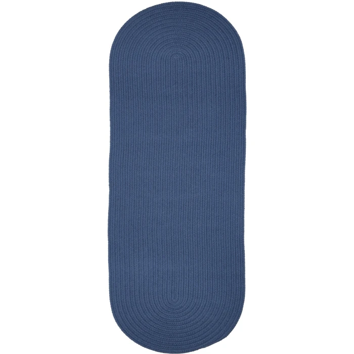 Rhody Solid Poly Marina Blue S028 2 ft. X 4 ft. Oval Runner Rug