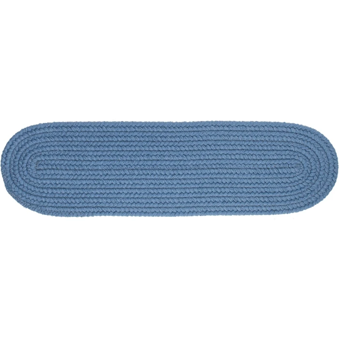 Rhody Solid Poly Marina Blue S028 8 in. X 28 in. Stair Tread Rug