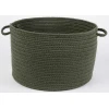 Rhody Solid Poly Dark Sage S029 18 in. X 12 in. Basket Braided Rug