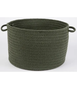 Rhody Solid Poly Dark Sage S029 18 in. X 12 in. Basket Braided Rug