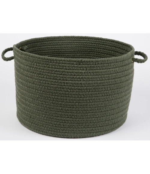 Rhody Solid Poly Dark Sage S029 18 in. X 12 in. Basket Rug