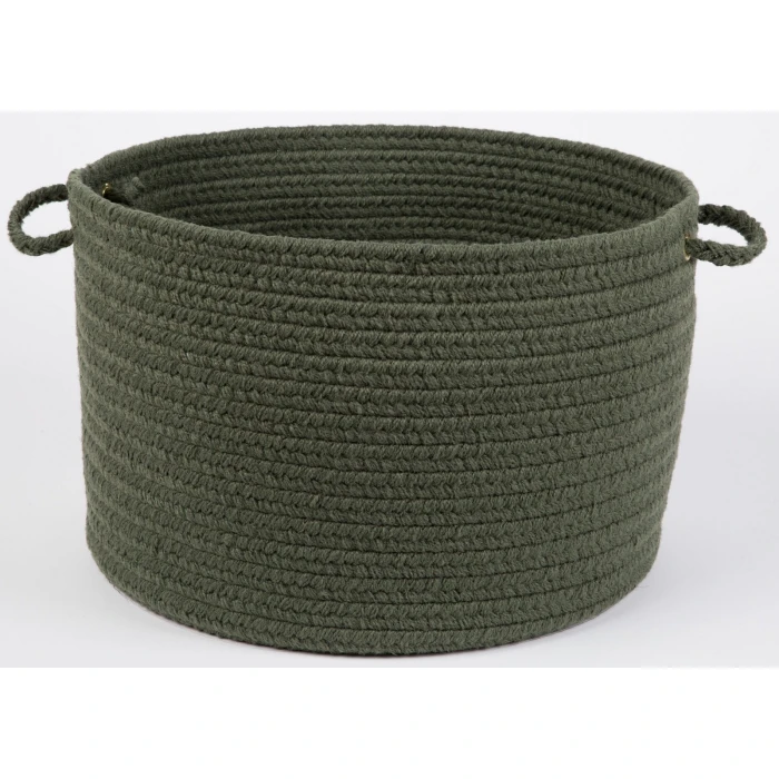 Rhody Solid Poly Dark Sage S029 18 in. X 12 in. Basket Rug