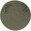 Rhody Solid Poly Dark Sage S029 15 in. X 15 in. Chair Pad Braided Rug