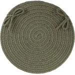 Rhody Solid Poly Dark Sage S029 15 in. X 15 in. Chair Pad Set-of-4 Braided Rug