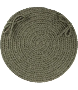 Rhody Solid Poly Dark Sage S029 15 in. X 15 in. Chair Pad Set-of-4 Braided Rug