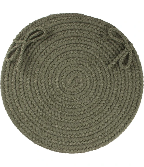 Rhody Solid Poly Dark Sage S029 15 in. X 15 in. Chair Pad Set-of-4 Rug