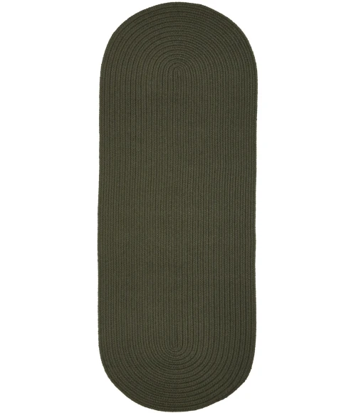 Rhody Solid Poly Dark Sage S029 2 ft. X 4 ft. Oval Runner Rug