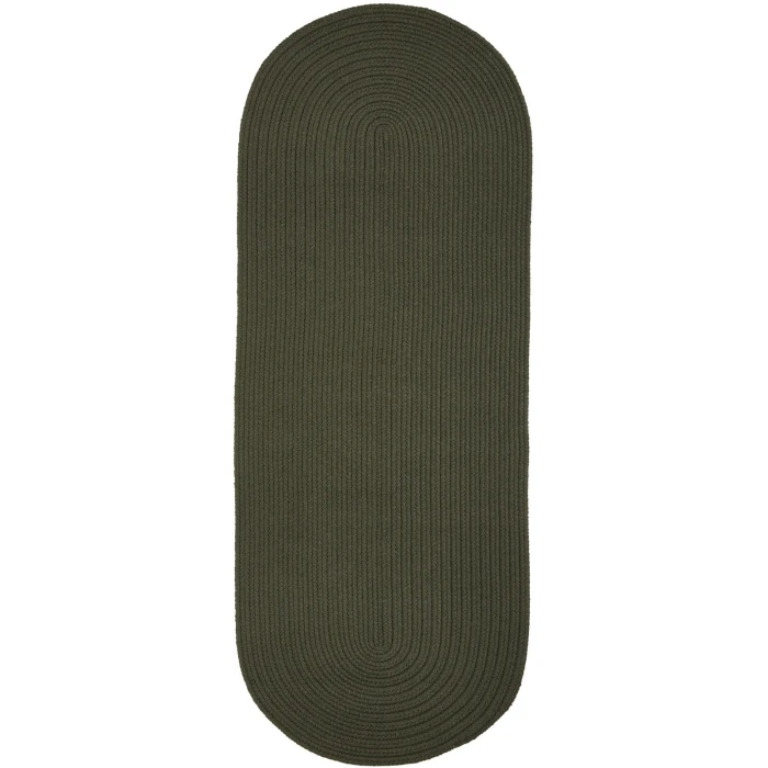 Rhody Solid Poly Dark Sage S029 2 ft. X 4 ft. Oval Runner Rug