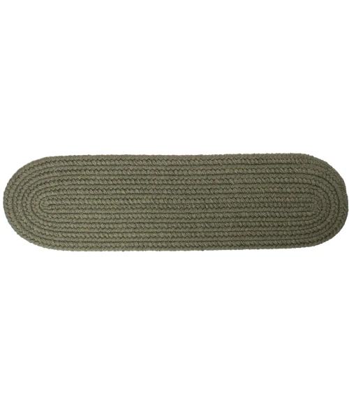 Rhody Solid Poly Dark Sage S029 8 in. X 28 in. Stair Tread Rug