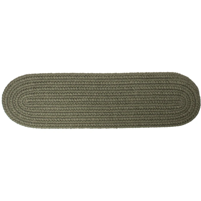 Rhody Solid Poly Dark Sage S029 8 in. X 28 in. Stair Tread Rug