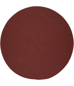 Rhody Solid Poly Terra Cotta S033 4 ft. X 4 ft. Round Braided Rug