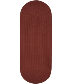 Rhody Solid Poly Terra Cotta S033 2 ft. X 8 ft. Oval Runner Braided Rug