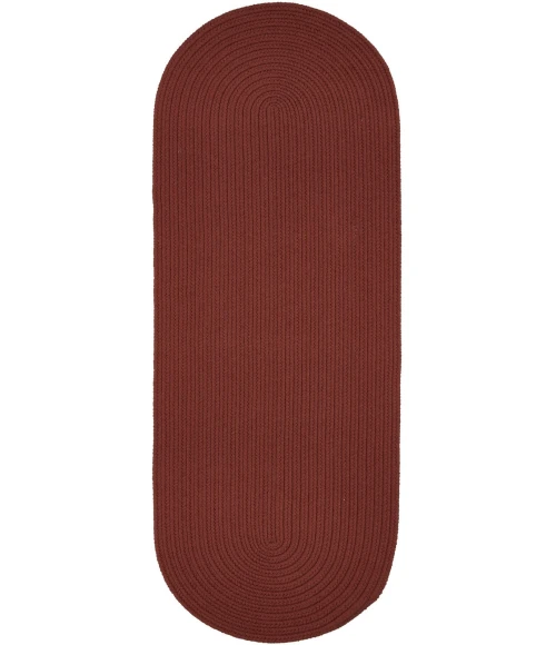 Rhody Solid Poly Terra Cotta S033 2 ft. X 8 ft. Oval Runner Rug