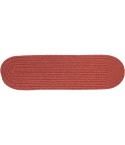 Rhody Solid Poly Terra Cotta S033 8 in. X 28 in. Stair Tread Braided Rug