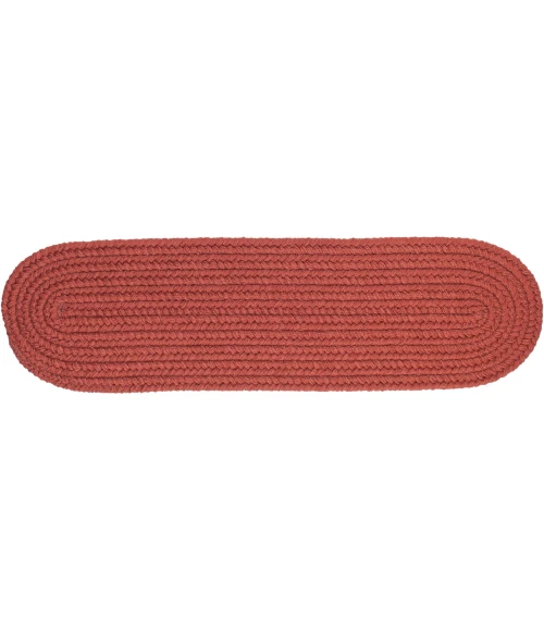 Rhody Solid Poly Terra Cotta S033 8 in. X 28 in. Stair Tread Rug