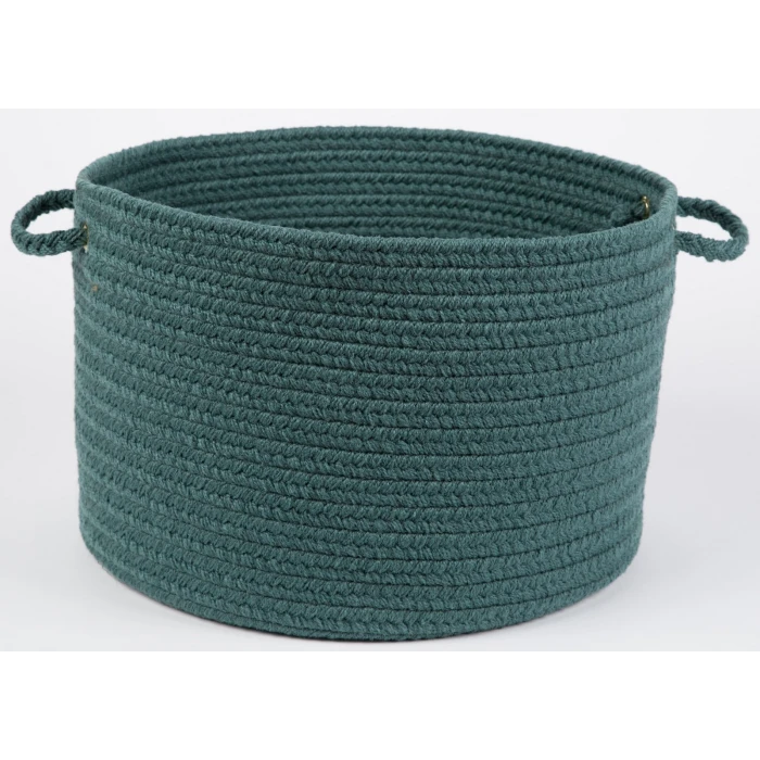 Rhody Solid Poly Teal S034 18 in. X 12 in. Basket Rug