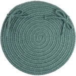 Rhody Solid Poly Teal S034 15 in. X 15 in. Chair Pad Set-of-4 Braided Rug