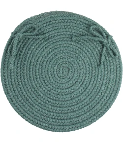 Rhody Solid Poly Teal S034 15 in. X 15 in. Chair Pad Braided Rug