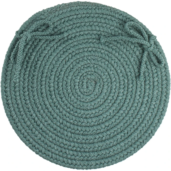 Rhody Solid Poly Teal S034 15 in. X 15 in. Chair Pad Rug